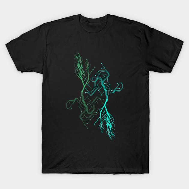 Techno Digital Tree T-Shirt by syans_ashes